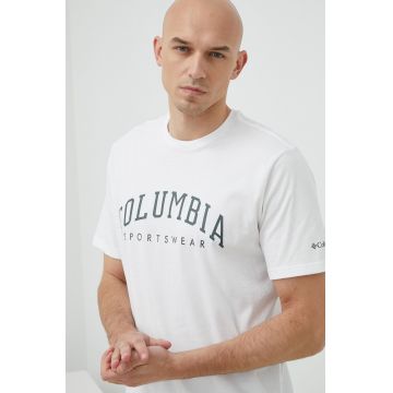 Columbia tricou din bumbac culoarea alb, modelator