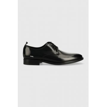 Karl Lagerfeld pantofi de piele BUREAU barbati, culoarea negru KL12026