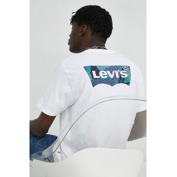 Levi's tricou din bumbac culoarea alb, cu imprimeu