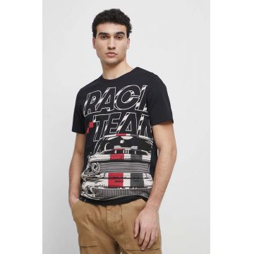 Medicine tricou din bumbac culoarea negru, cu imprimeu