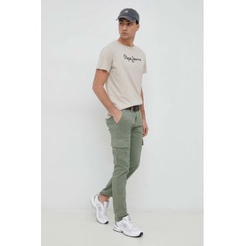Pepe Jeans pantaloni Sean barbati, culoarea verde, cu fason cargo