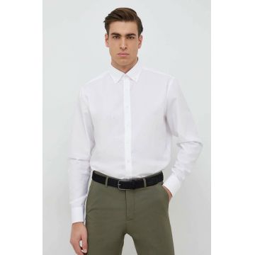 Seidensticker camasa din bumbac Barbati, culoarea alb, cu guler button-down, slim