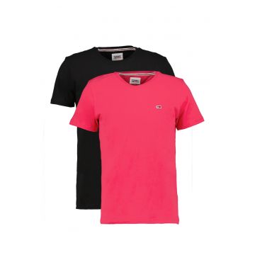 Set de tricouri din bumbac organic cu decolteu la baza gatului - 2 piese