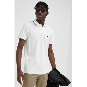 Wrangler polo de bumbac culoarea alb, neted