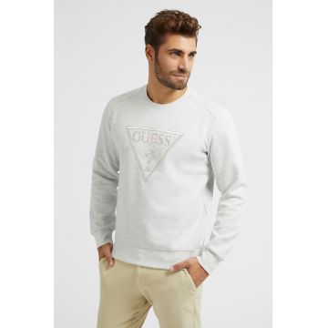 Bluza sport cu broderie logo si decolteu la baza gatului
