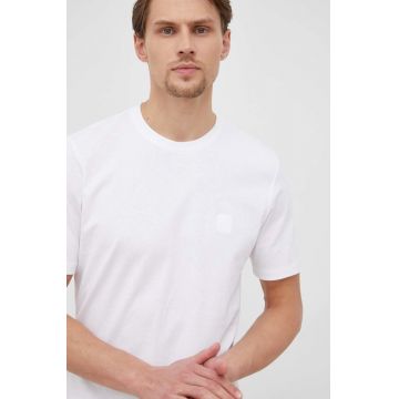 Boss tricou din bumbac Boss Casual culoarea alb, cu imprimeu