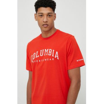 Columbia tricou din bumbac culoarea rosu, modelator