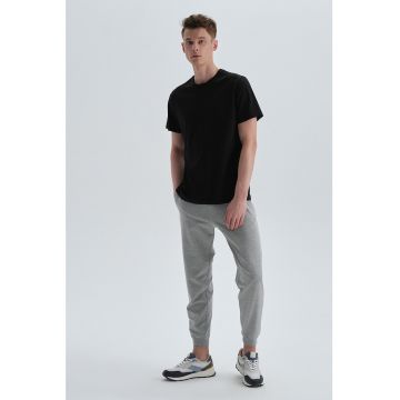 Pantaloni din amestec de bumbac cu talie medie