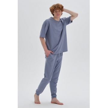 Pijama de bumbac cu pantaloni cu snur