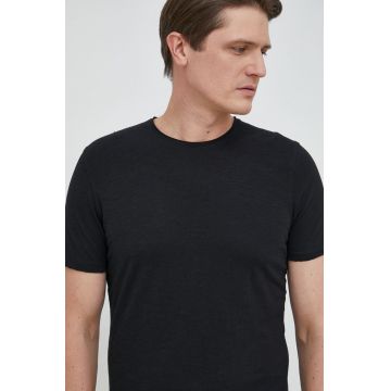 Sisley tricou din bumbac culoarea negru, neted