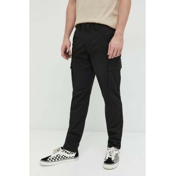 Solid pantaloni barbati, culoarea negru, drept