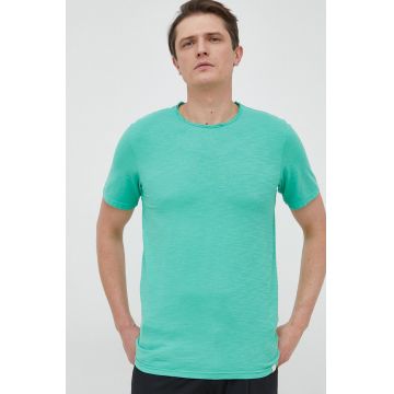 United Colors of Benetton tricou din bumbac culoarea verde, neted