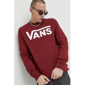 Vans hanorac de bumbac barbati, culoarea bordo, cu imprimeu