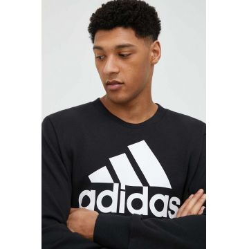 adidas hanorac de bumbac barbati, culoarea negru, cu imprimeu