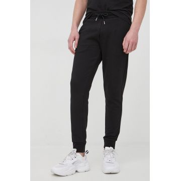 BOSS pantaloni de bumbac barbati, culoarea negru, neted