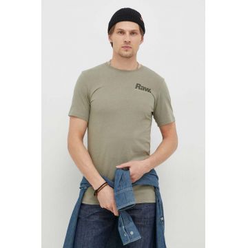 G-Star Raw tricou din bumbac culoarea verde, cu imprimeu