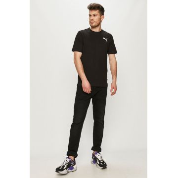 Puma tricou din bumbac bărbați, culoarea negru, uni 679187