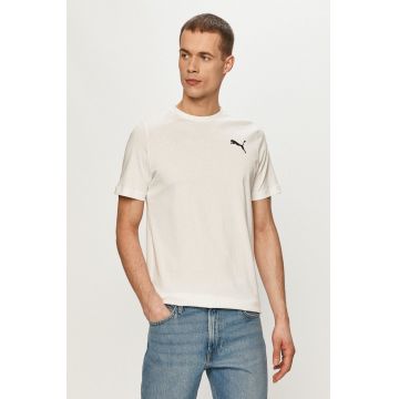 Puma tricou din bumbac bărbați, culoarea alb, uni 679187
