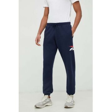 Reebok Classic pantaloni de trening culoarea albastru marin, cu imprimeu