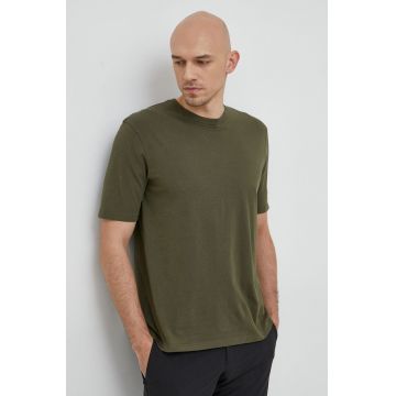 Sisley tricou din bumbac culoarea verde, neted