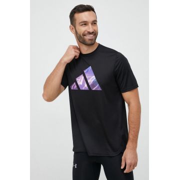 adidas Performance tricou de antrenament Designed for Movement culoarea negru, cu imprimeu