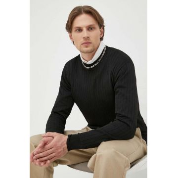 Bruuns Bazaar pulover Leo Rivee barbati, culoarea negru, light