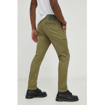 G-Star Raw pantaloni barbati, culoarea verde, cu fason chinos