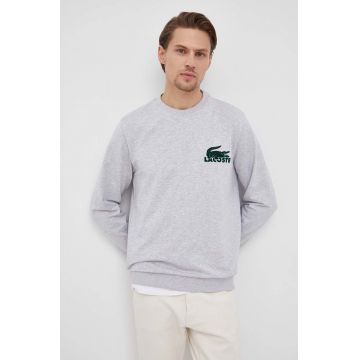 Lacoste bluza barbati, culoarea gri, cu imprimeu