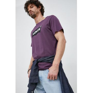 Levi's tricou din bumbac culoarea violet, cu imprimeu