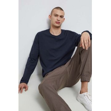 Medicine longsleeve barbati, culoarea albastru marin, neted