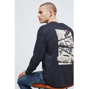Medicine longsleeve din bumbac culoarea gri, cu imprimeu
