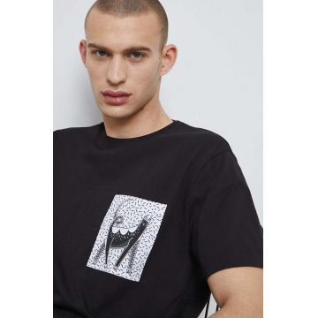 Medicine tricou din bumbac culoarea negru, cu imprimeu
