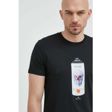 PS Paul Smith tricou din bumbac culoarea negru, cu imprimeu