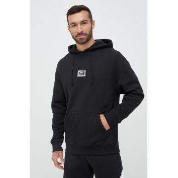 Reebok Classic bluză barbati, culoarea negru, cu glugă, cu imprimeu HU2015-BLACK