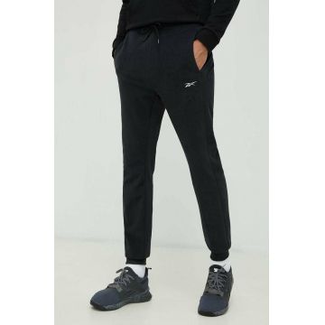 Reebok pantaloni de trening Workout Ready Thermowarm culoarea negru, neted