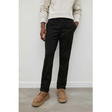 Samsoe Samsoe pantaloni barbati, culoarea negru, drept