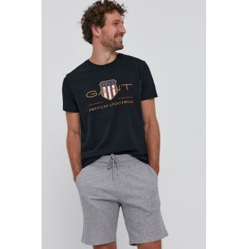 Gant Tricou bărbați, culoarea negru, cu imprimeu