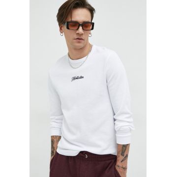 Hollister Co. longsleeve barbati, culoarea alb, cu imprimeu
