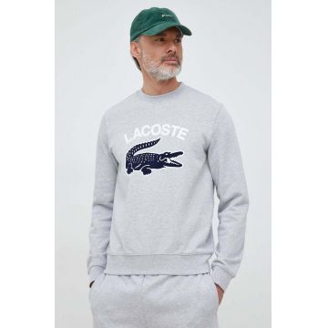 Lacoste hanorac de bumbac barbati, culoarea gri, modelator