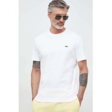 Lacoste tricou din bumbac culoarea alb, neted TH1708-HDE