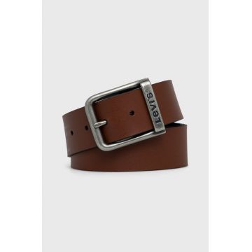 Levi's Curea de piele bărbați, culoarea maro