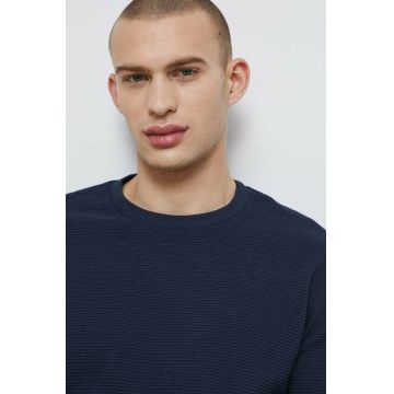 Medicine longsleeve barbati, culoarea albastru marin, neted