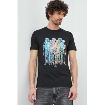 PS Paul Smith tricou din bumbac culoarea negru, cu imprimeu
