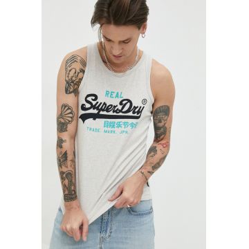 Superdry tricou din bumbac culoarea gri