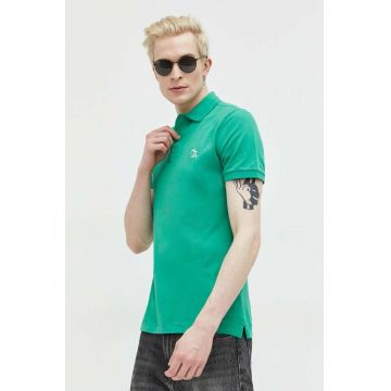 Abercrombie & Fitch tricou polo barbati, culoarea verde, cu imprimeu