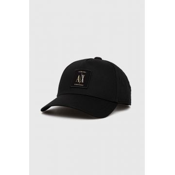 Armani Exchange șapcă de baseball din bumbac culoarea negru, cu imprimeu