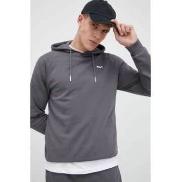 Fila bluza barbati, culoarea gri, cu glugă, neted