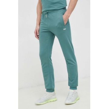 Fila pantaloni de trening culoarea verde, neted