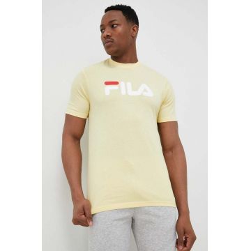 Fila tricou din bumbac culoarea galben, cu imprimeu