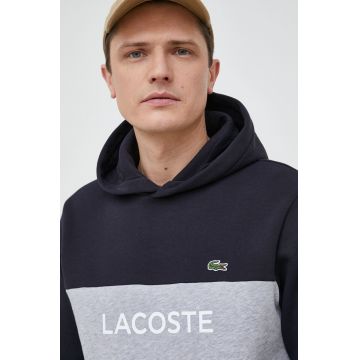 Lacoste bluza barbati, culoarea gri, cu glugă, modelator